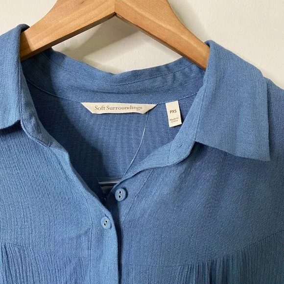 Soft Surroundings Blue Peplum Button Up Tunic - Picture 5 of 8